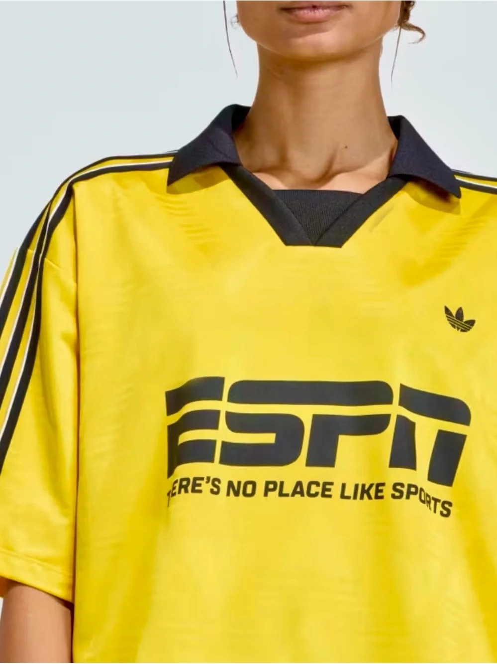 adidas FOOTBALL JERSEY SPONSOR Yellow and Black ESPN Graphic Soccer Jersey - Picture 2 of 8